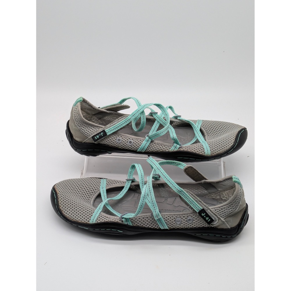 J-41 Womens Strappy Sandals Size 9.5 Gray Aqua Vegan Comfort Shoes